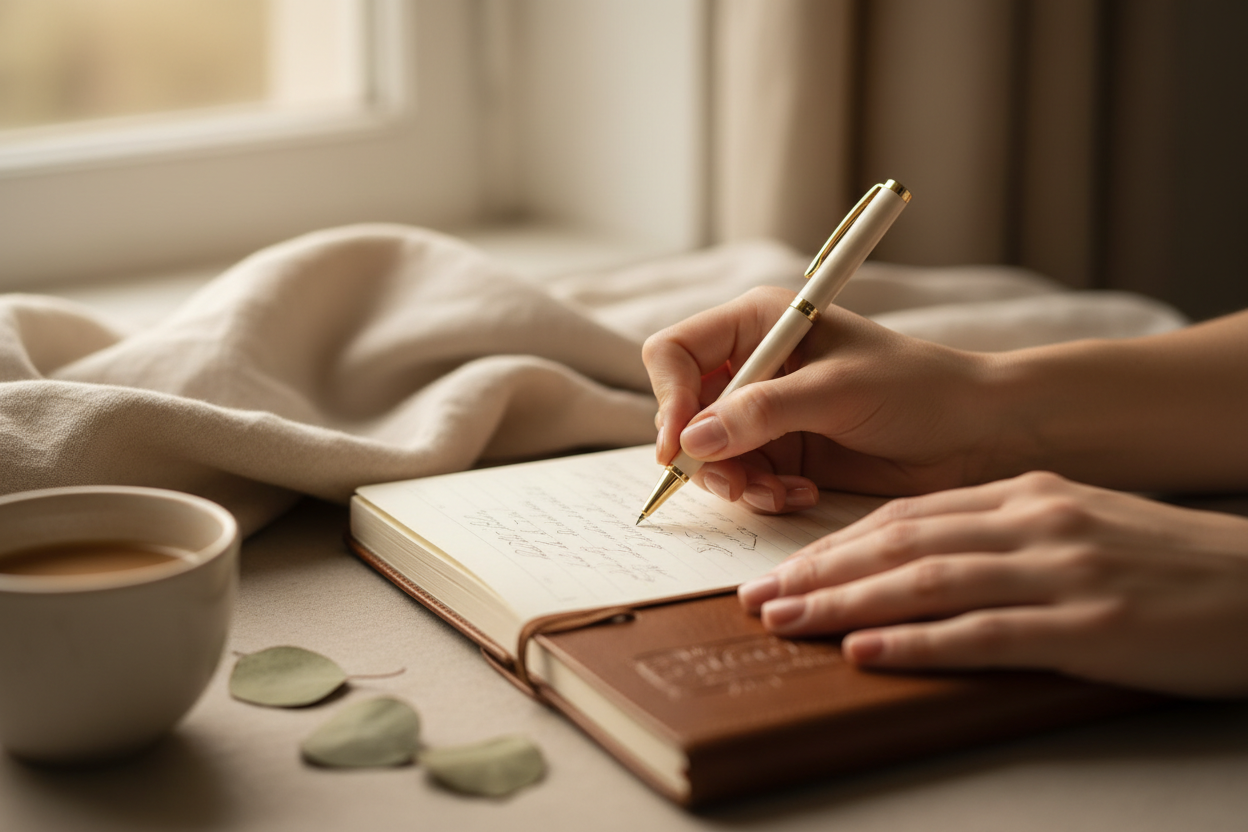 blog post aesthetic of a girl writing close up hd